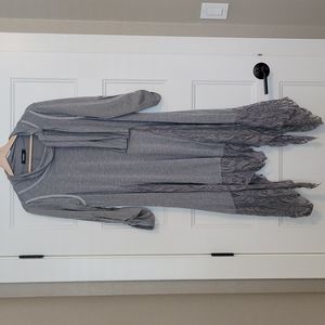 Clocolor cowl neck shark bite hem with lace gray dress - Size XL